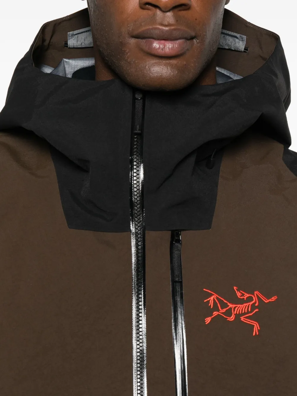 Arc'teryx Zipped Hooded Raincoat In Brown