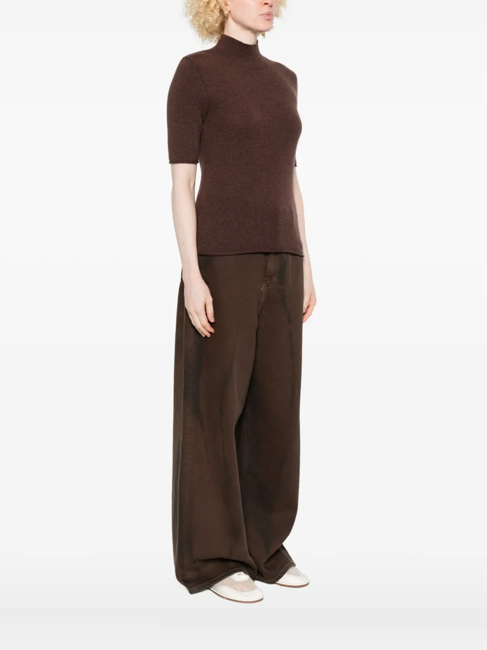 Gotha High-neck Short-sleeve T-shirt In Brown