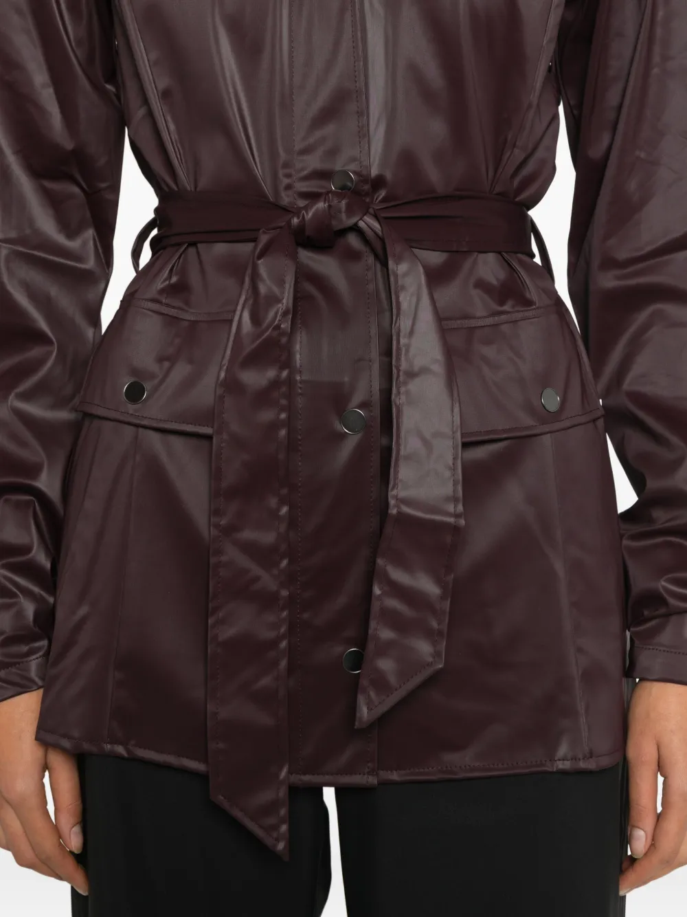 Rains Hooded Belted Coat In Brown