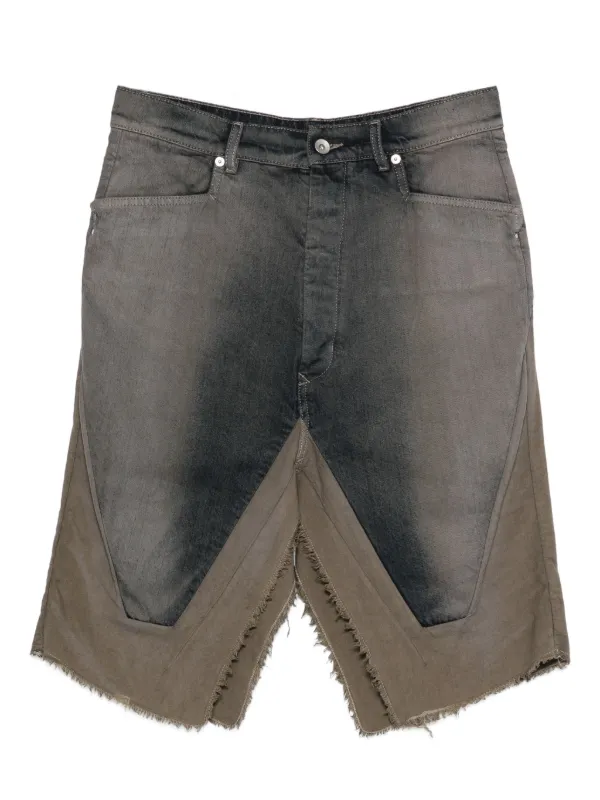 Rick Owens Frayed Denim Skirt in Grey