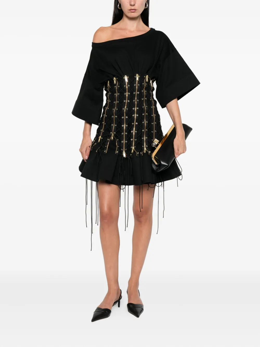 Undercover Mini-jurk met rits Zwart