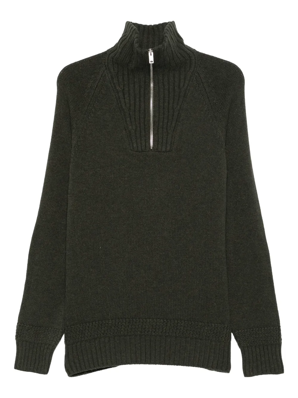 Fay half-zip elbow-patch sweater | Green | Image 1