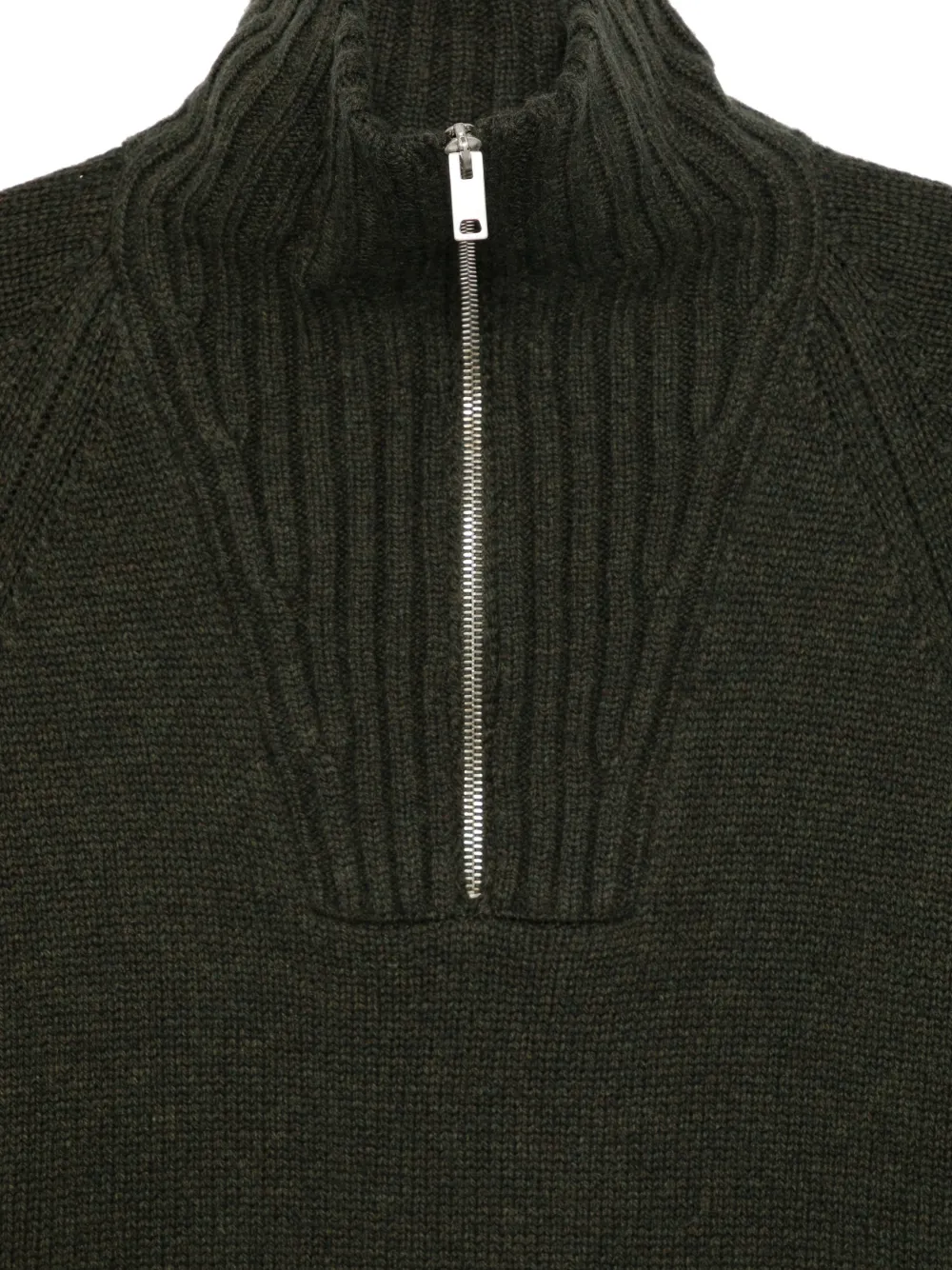  Fay Half-zip Elbow-patch Sweater - Green 
