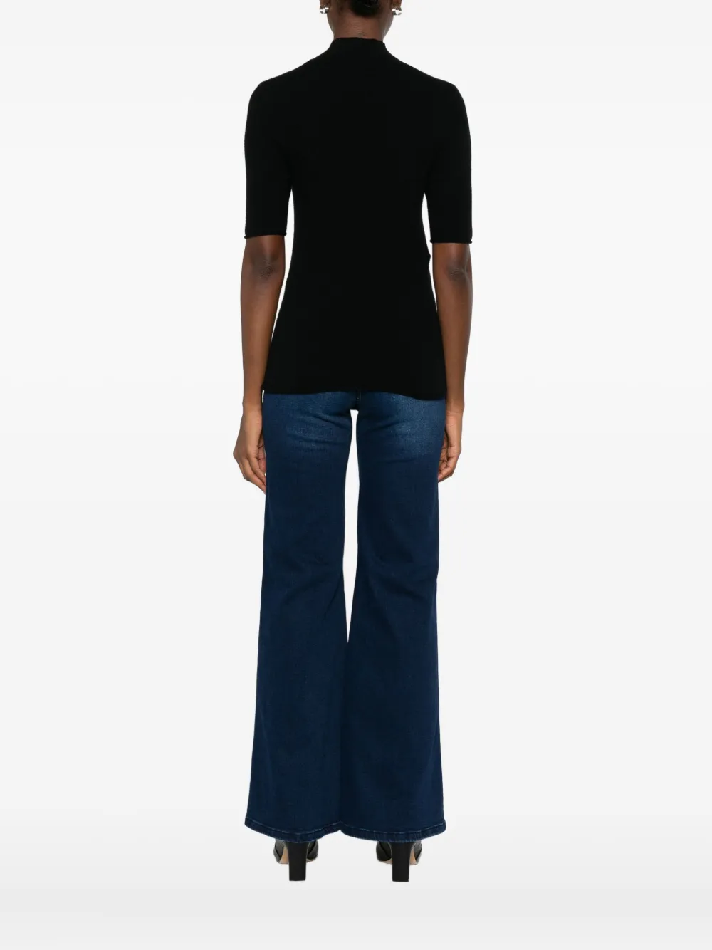 Gotha High-neck Short-sleeve Sweater In Black