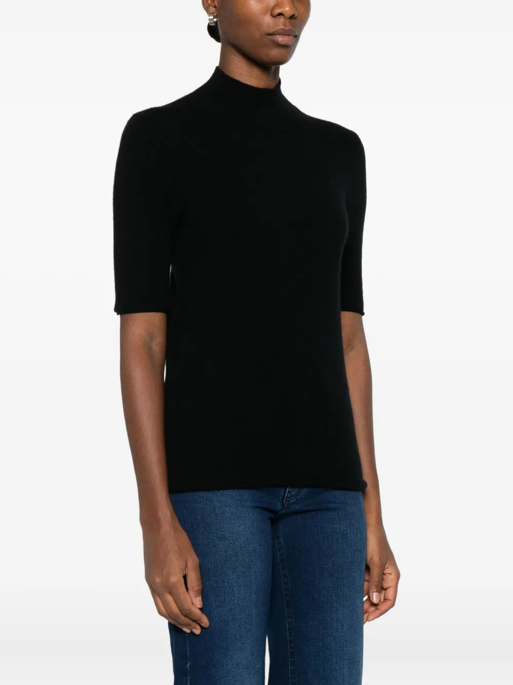 Gotha High-neck Short-sleeve Sweater In Black