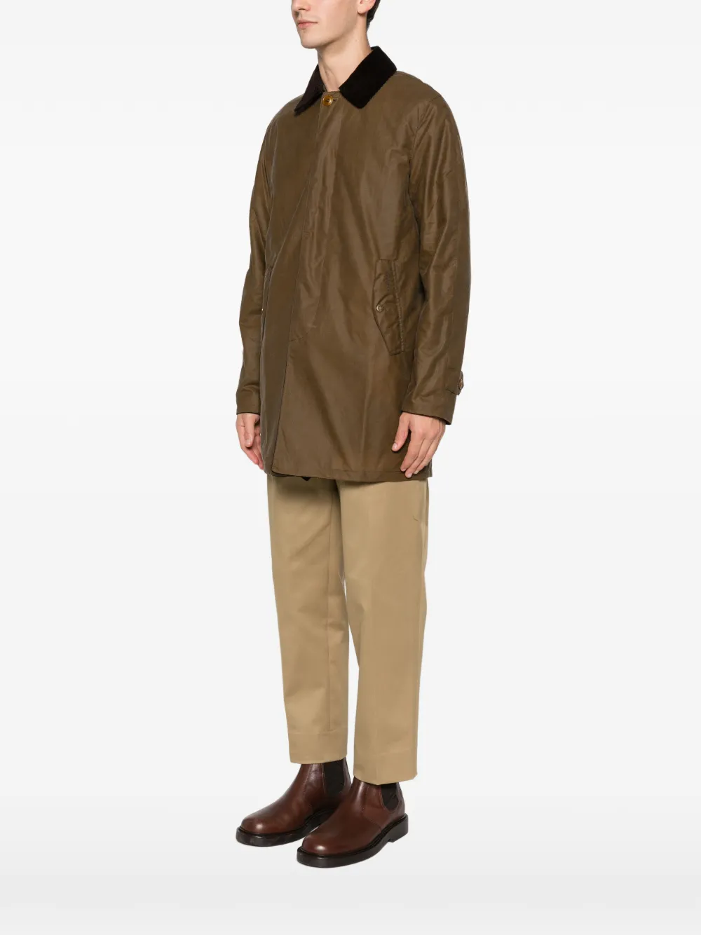 Baracuta The Original Barbour Tartan Corduroy Collar Coat In Brown