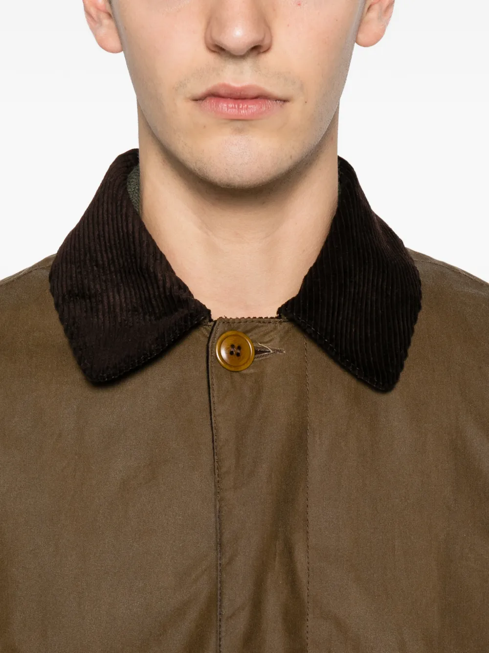 Baracuta The Original Barbour Tartan Corduroy Collar Coat In Brown