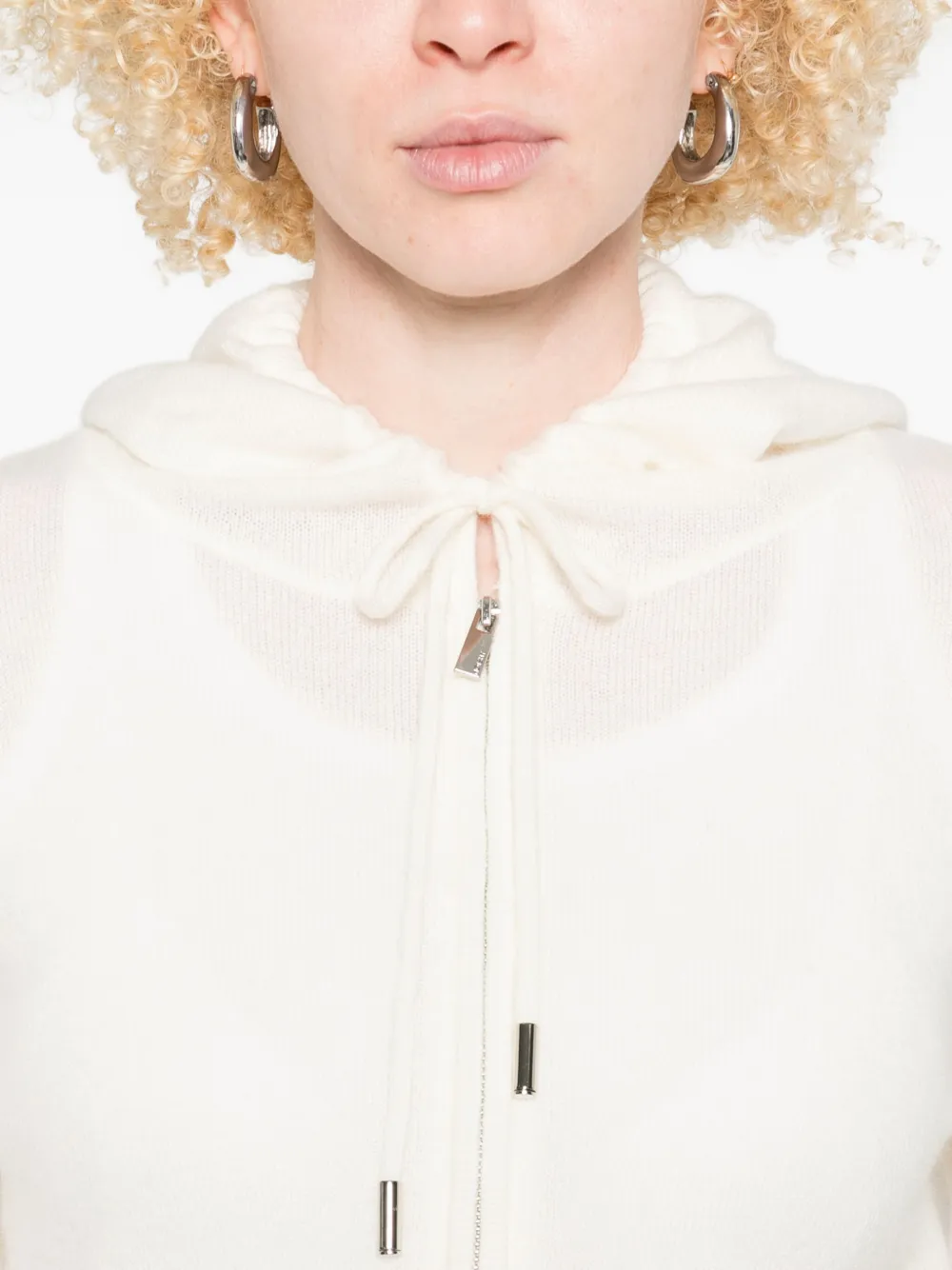 Gotha Hooded Zip-up Cardigan In White