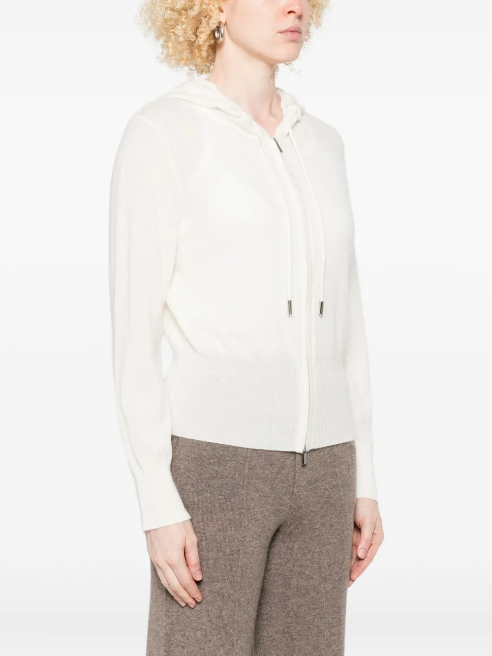 Gotha Hooded Zip-up Cardigan In White
