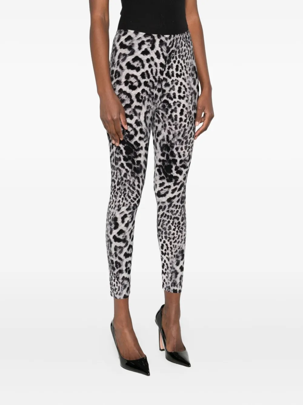Norma Kamali Leopard-print Leggings In Gray