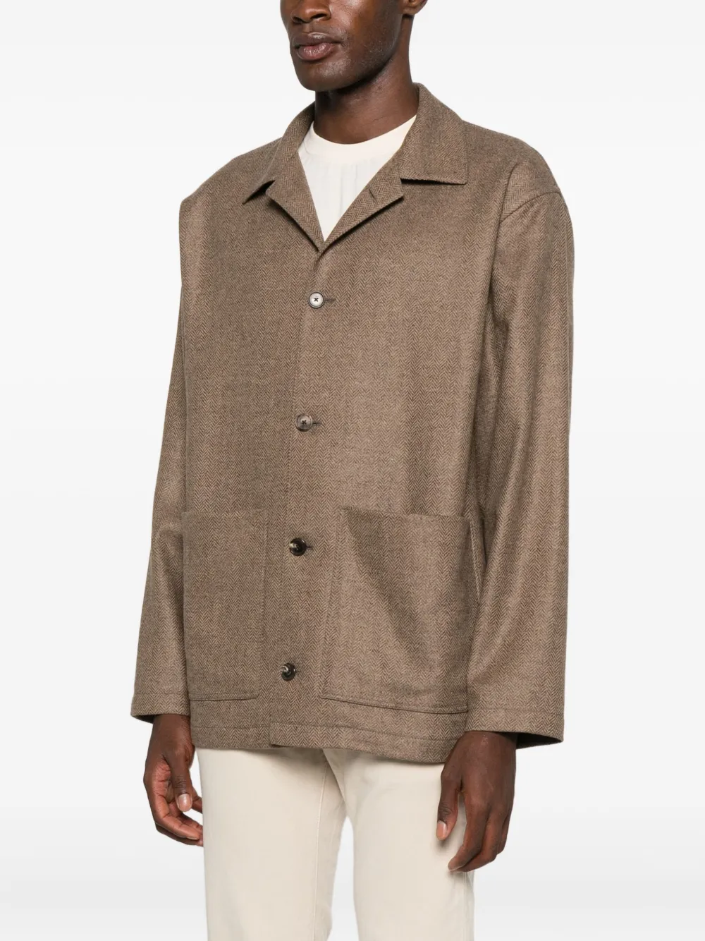 Caruso Overhemd met opgestikte zak Bruin