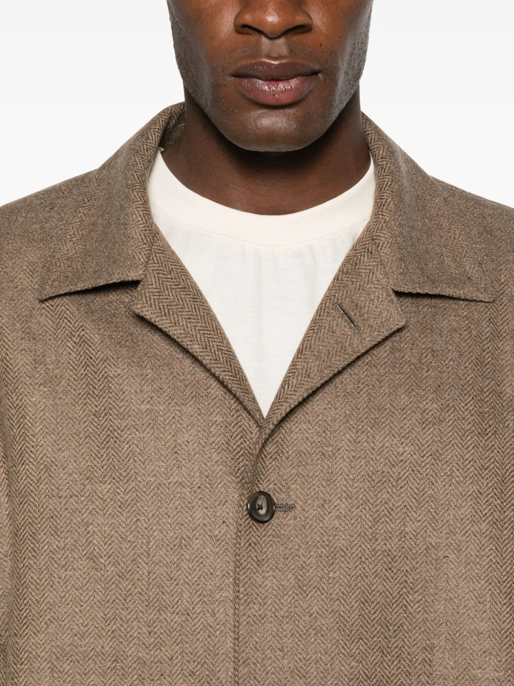 Caruso Overhemd met opgestikte zak Bruin