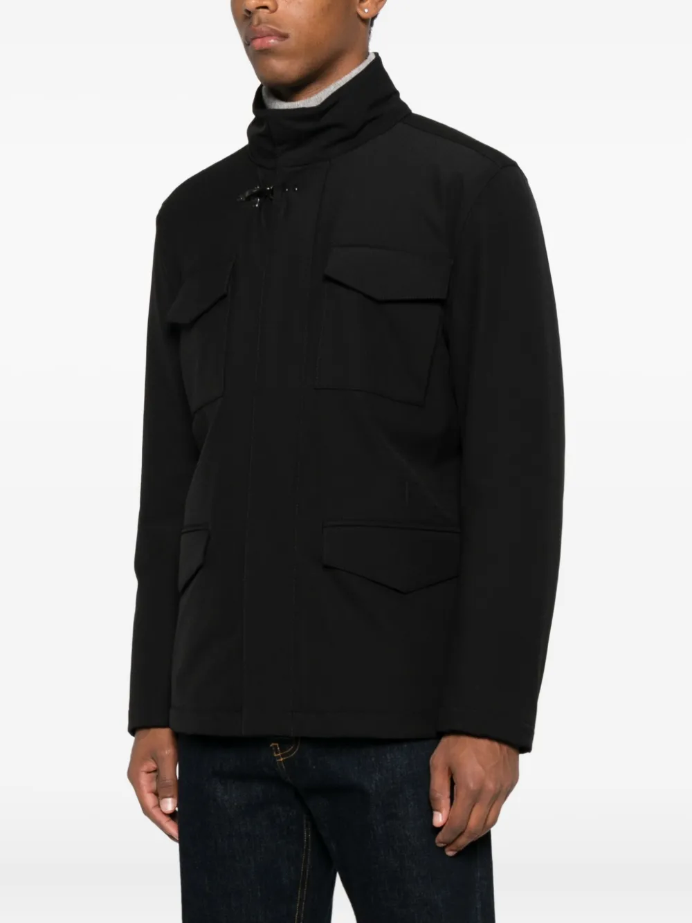 Fay toggle-fastening flap-pocket jacket Zwart