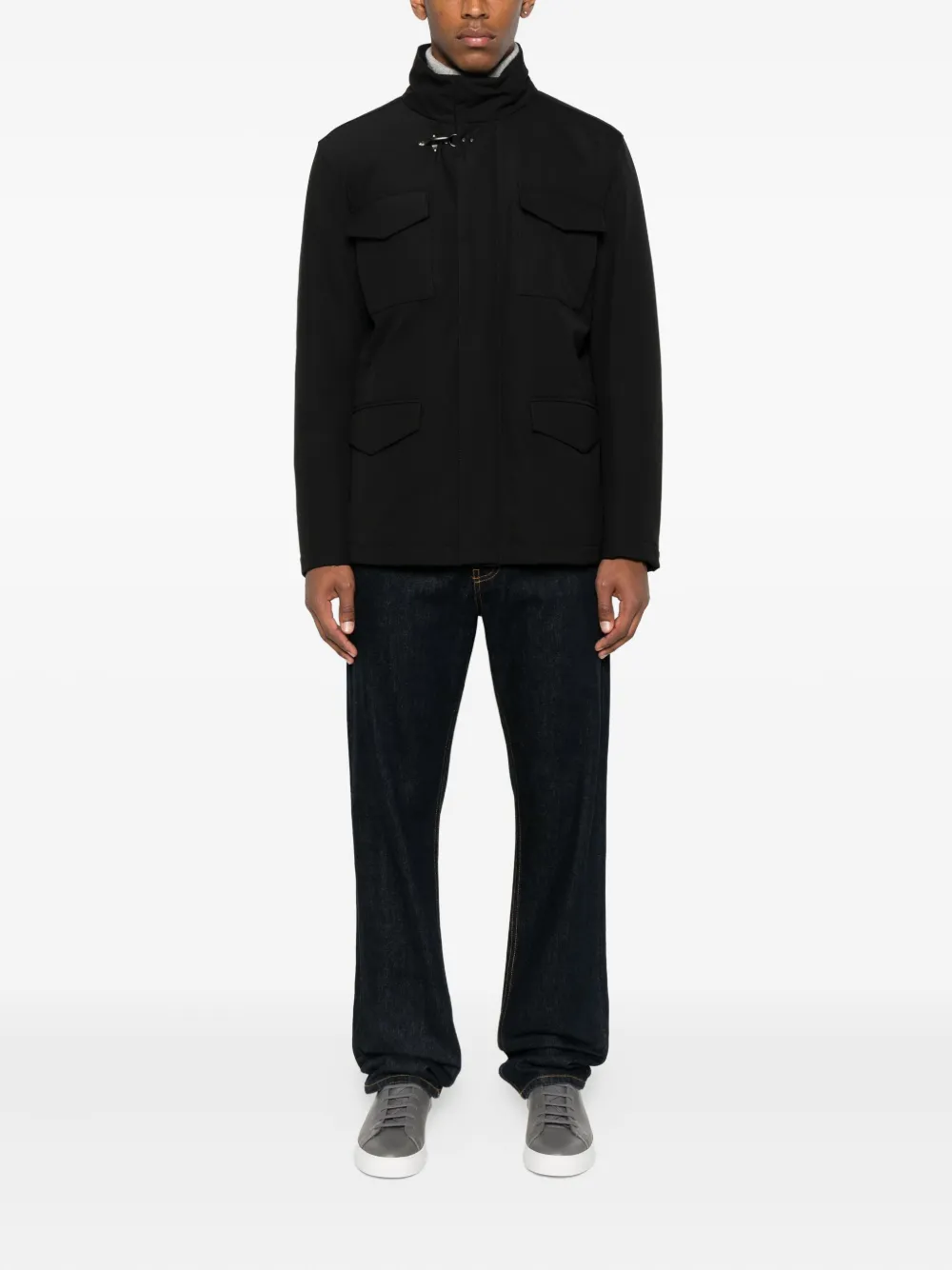 Fay toggle-fastening flap-pocket jacket Zwart