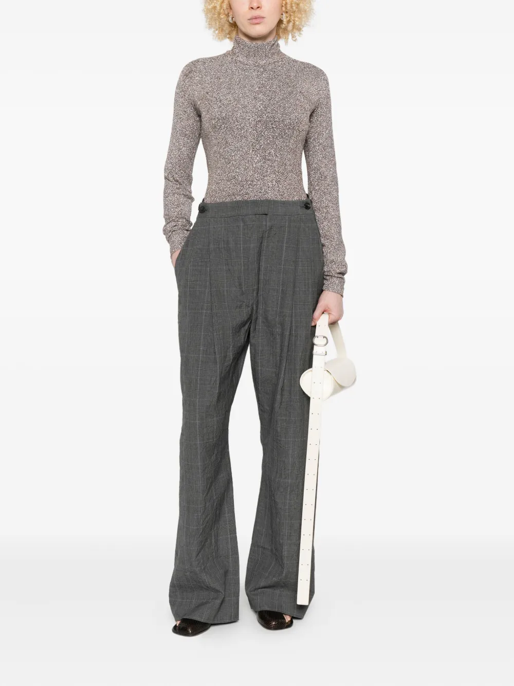 Forte Forte lurex-detail high-neck blouse - Grijs