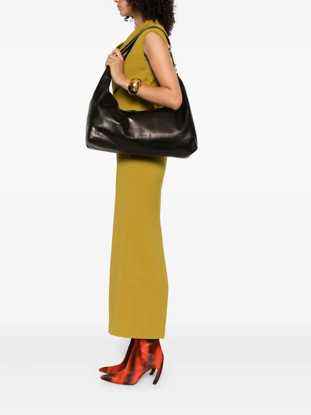 Rick Owens Gemini leren schoudertas - Zwart