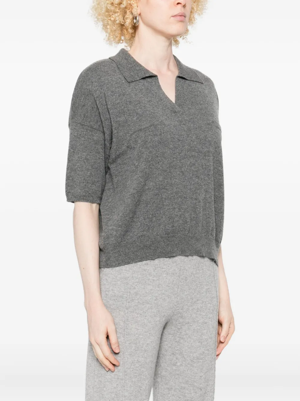  Gotha V-neck Polo Top - Grey 