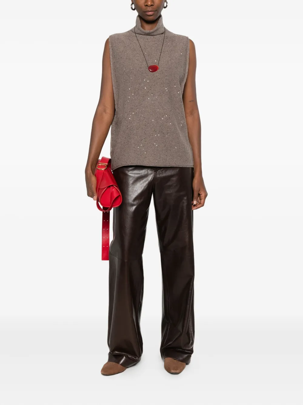 Antonelli Domiziano Embellished Top In Brown