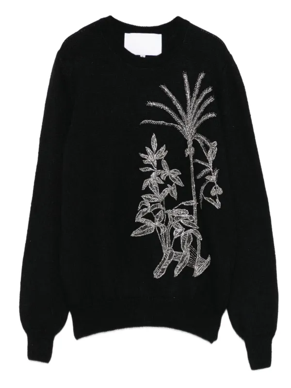 Costarellos Floral-embellished Sweater in Black