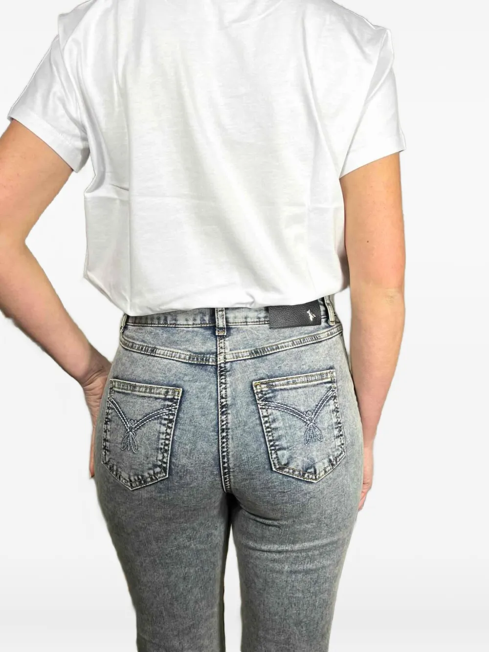 Patrizia Pepe embroidered-pocket jeans Blauw
