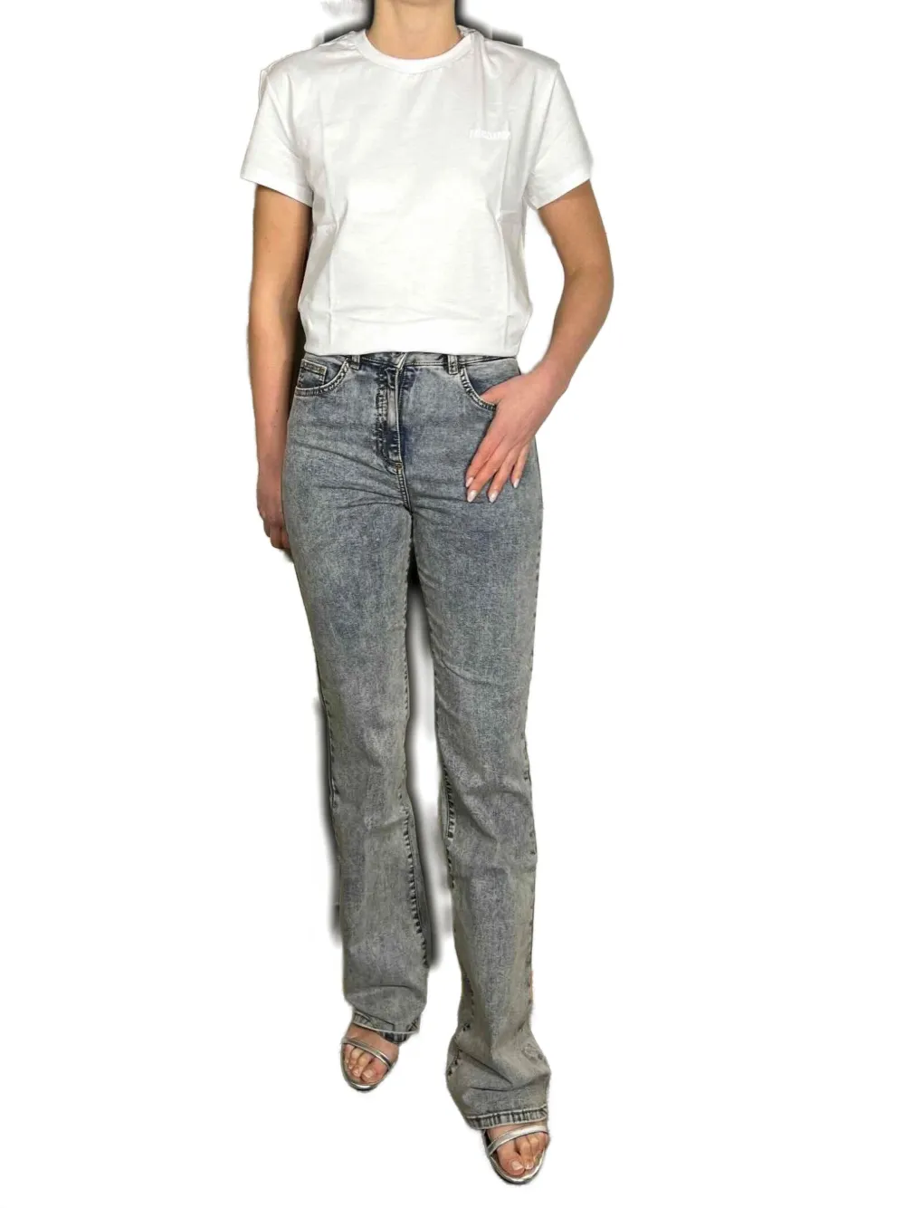 Patrizia Pepe embroidered-pocket jeans Blauw