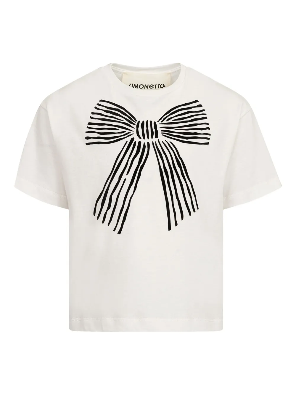 Simonetta bow-print T-shirt Beige