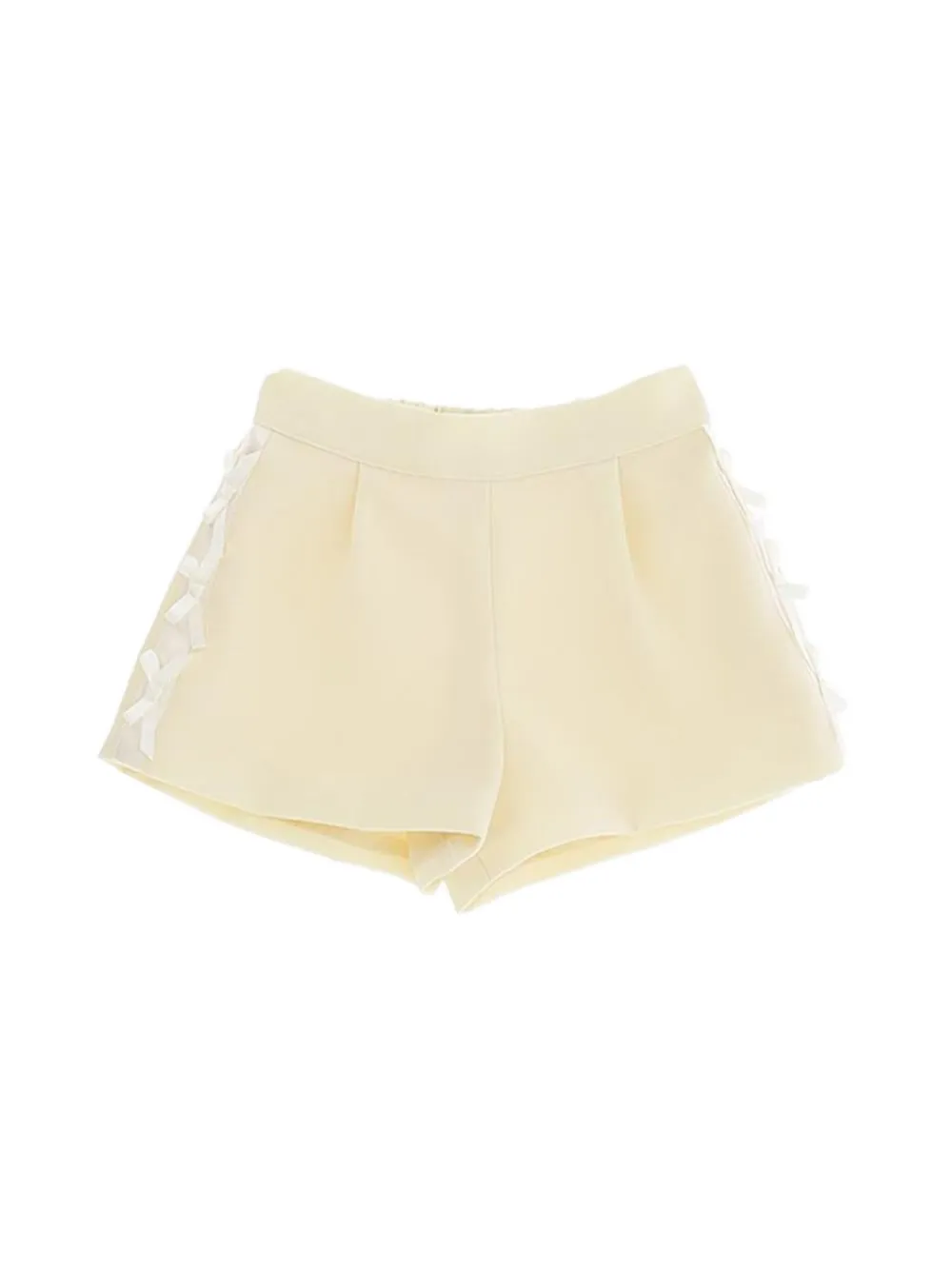 Elisabetta Franchi Kids Geplooide shorts met lint afwerking - Geel