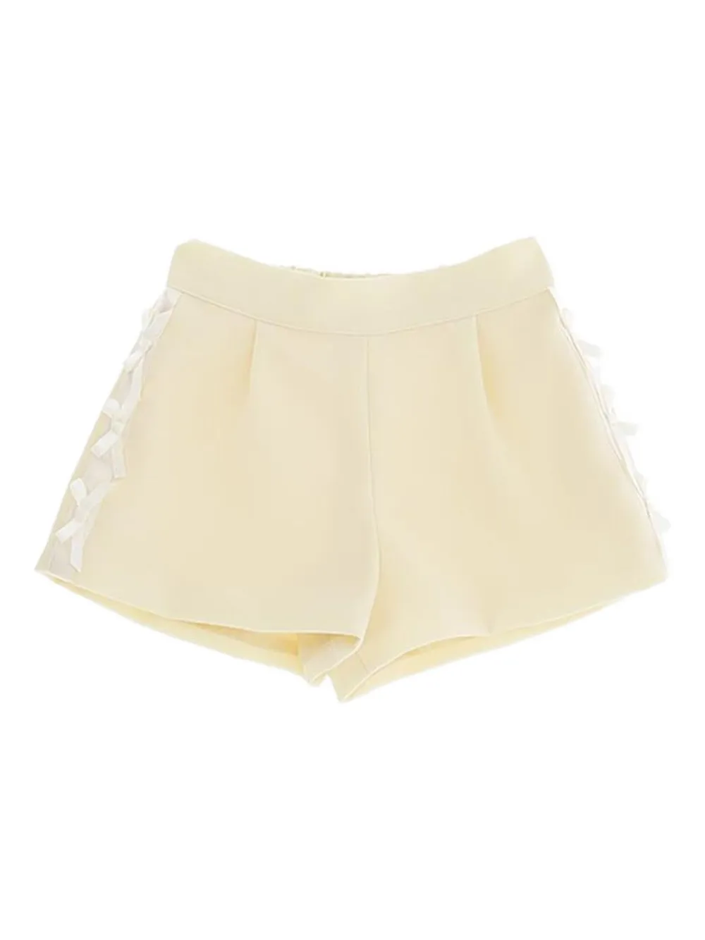 Elisabetta Franchi Kids pleated ribbon-trimmed casual shorts - イエロー Elisabetta Franchi Kids pleated ribbon-trimmed casual shorts - イエロー