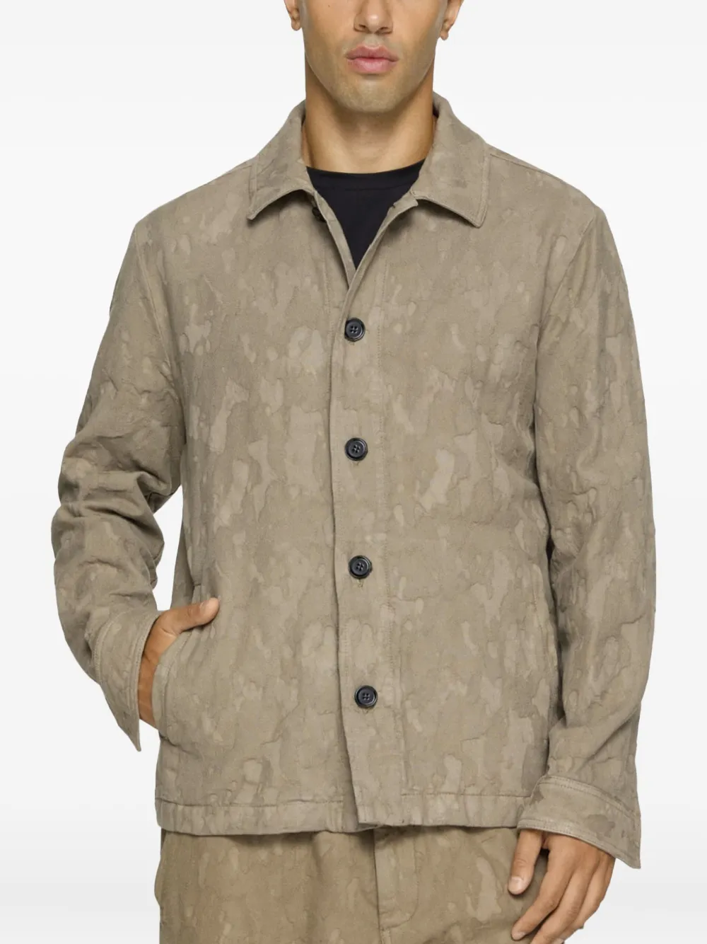 DONDUP Katoenen shirtjack met camouflageprint Beige