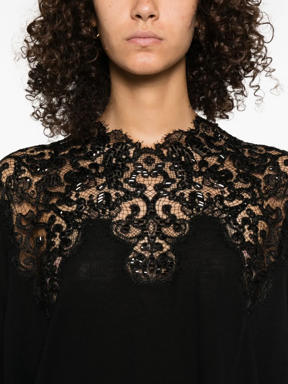 Ermanno Scervino Top met verfraaid kant Zwart