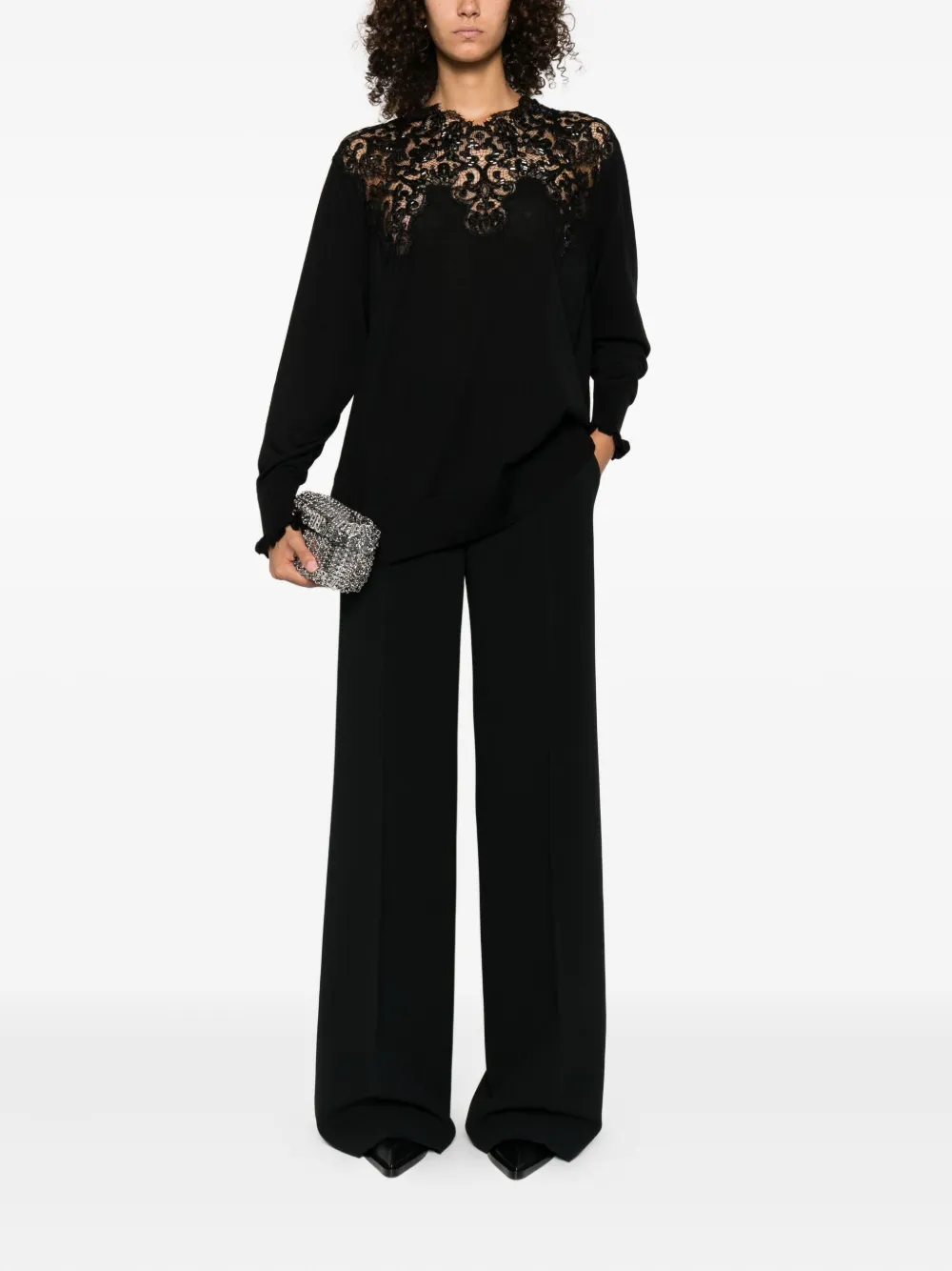 Ermanno Scervino Top met verfraaid kant - Zwart