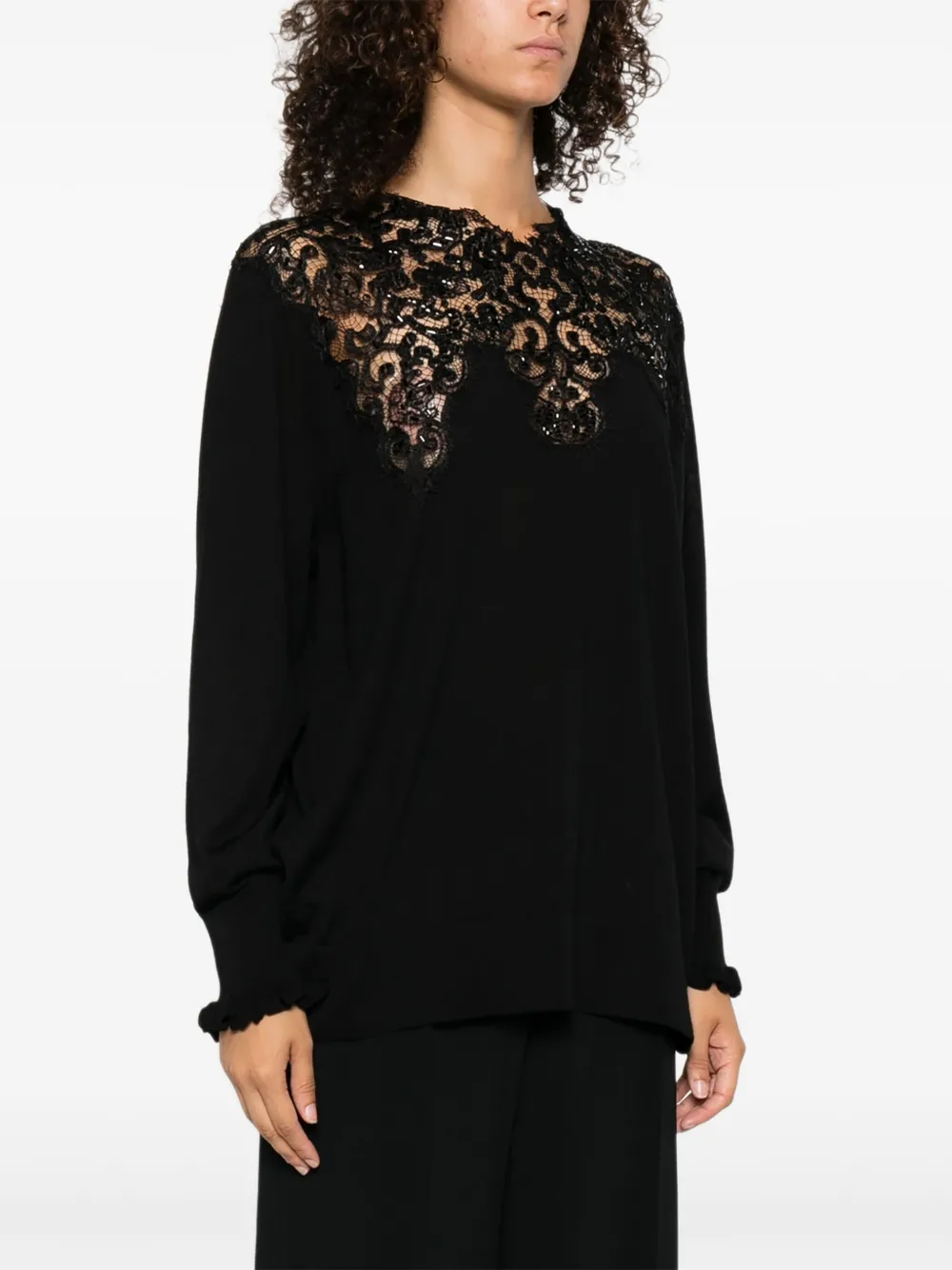 Ermanno Scervino Top met verfraaid kant Zwart