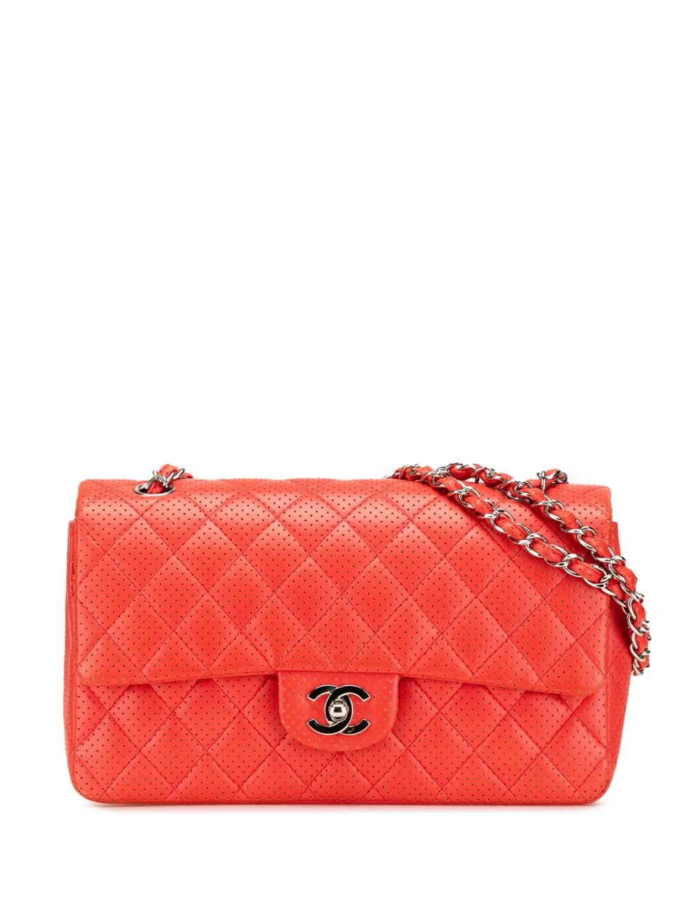 CHANEL Pre-Owned 2006-2008 Medium Classic Perforated Lambskin Single CHANEL Pre-Owned 2006-2008 Medium Classic Perforated Lambskin Single