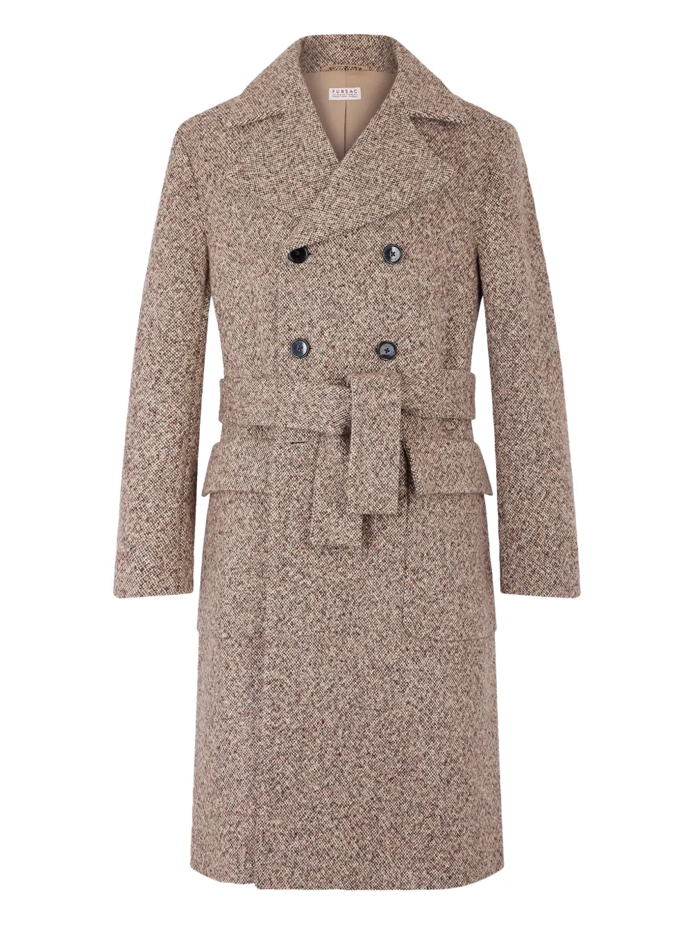 FURSAC tweed-belted double-breasted coat | Brown | Image 1