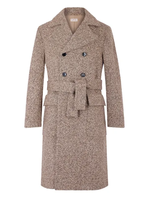 FURSAC tweed-belted double-breasted coat