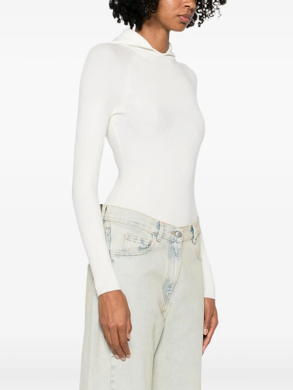 Maje Body met lange mouwen en capuchon Beige