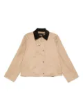 Maje trimmed-collar cotton-blend jacket - Neutrals