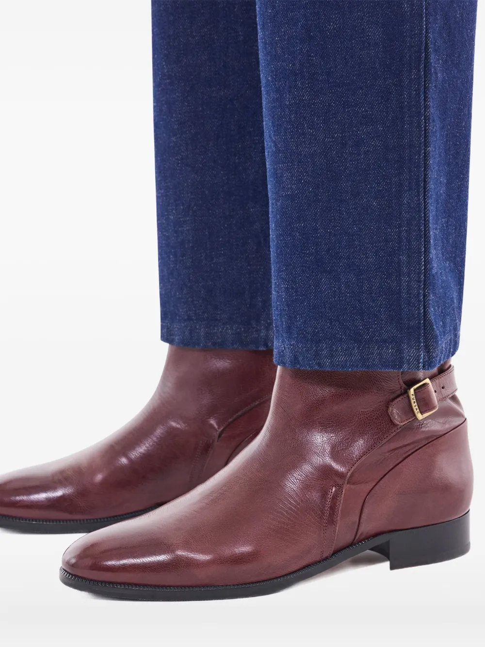 FURSAC ankle-strap leather boots Red