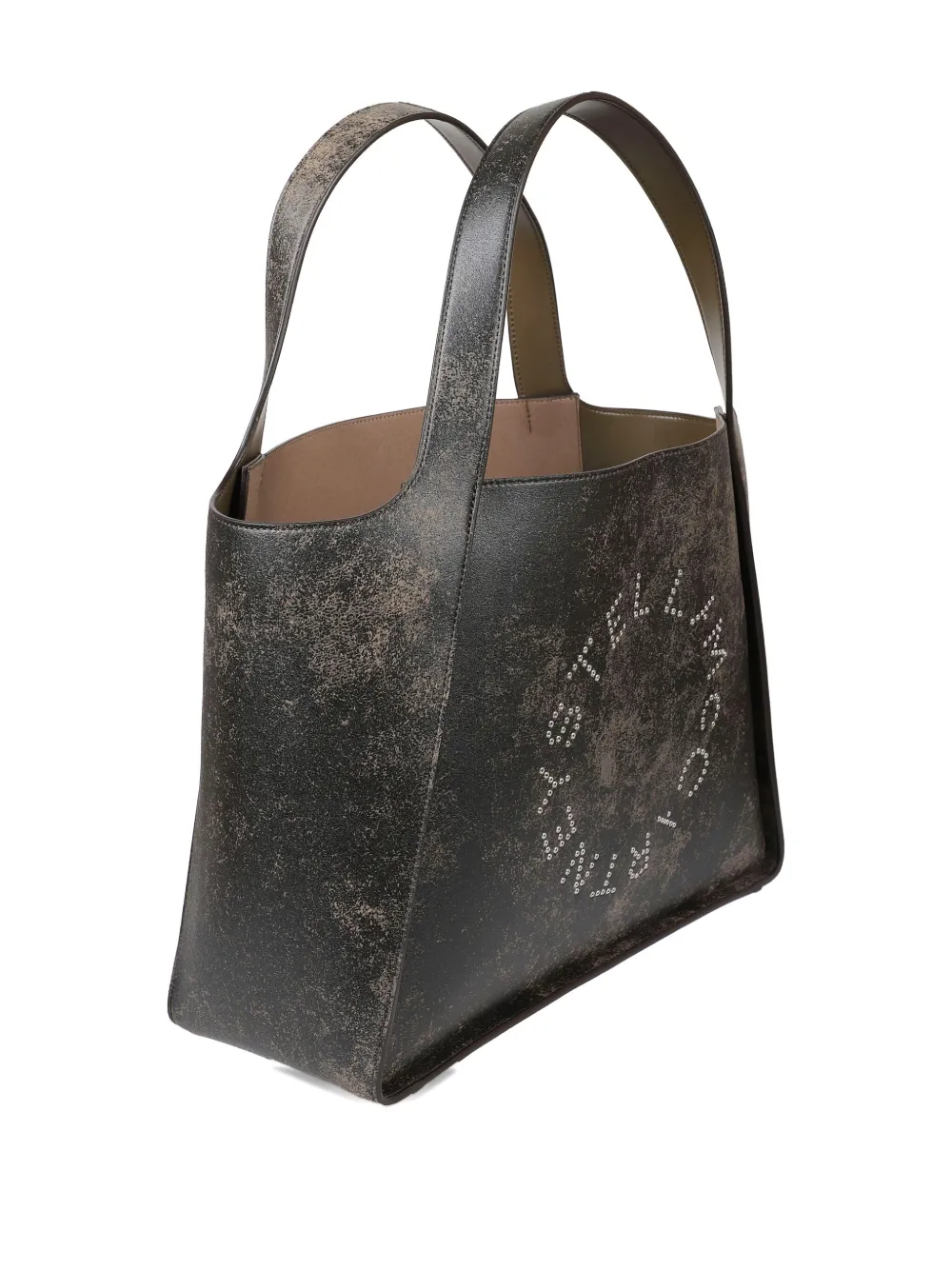 Stella McCartney logo distressed leather tote bag Grijs