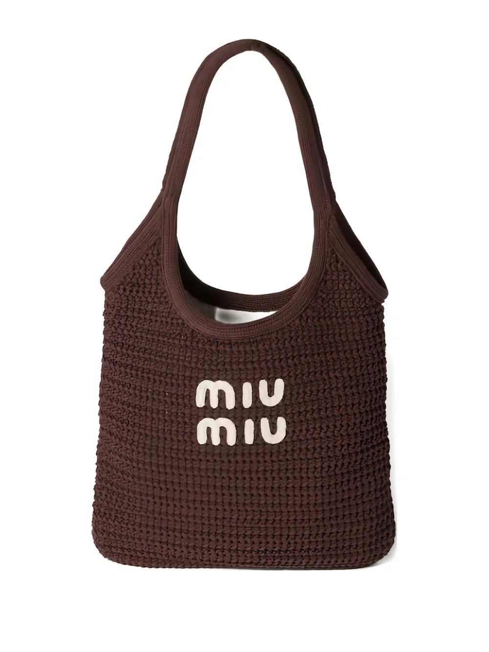 Miu Medium Ivy geweven shopper Bruin