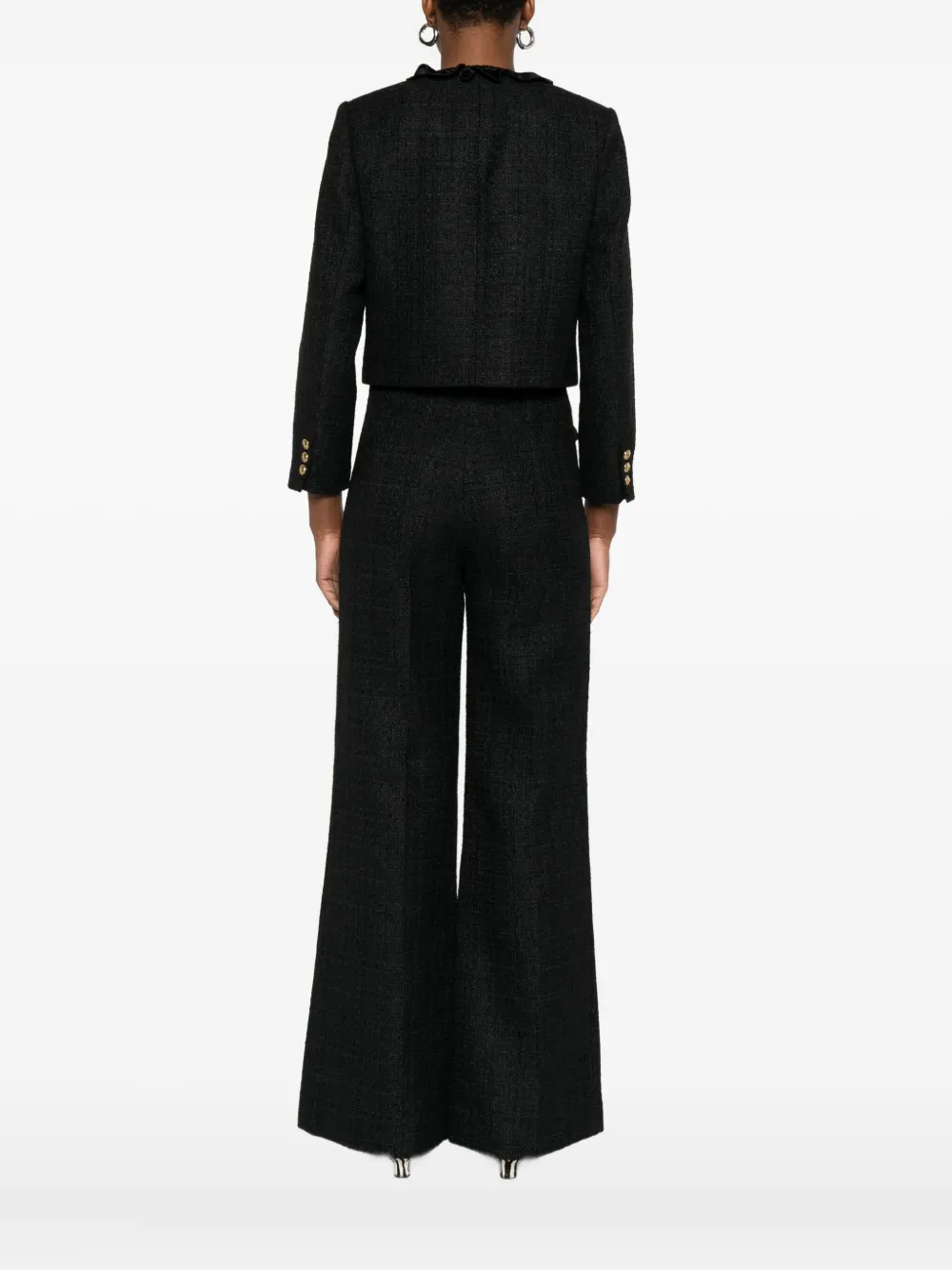 SANDRO RUFFLE EMBELLISHED BLAZER