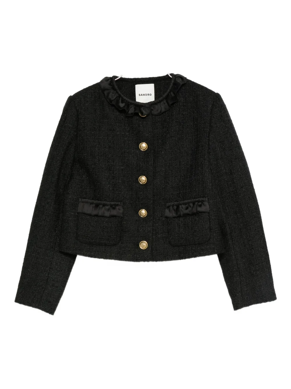 SANDRO RUFFLE EMBELLISHED BLAZER
