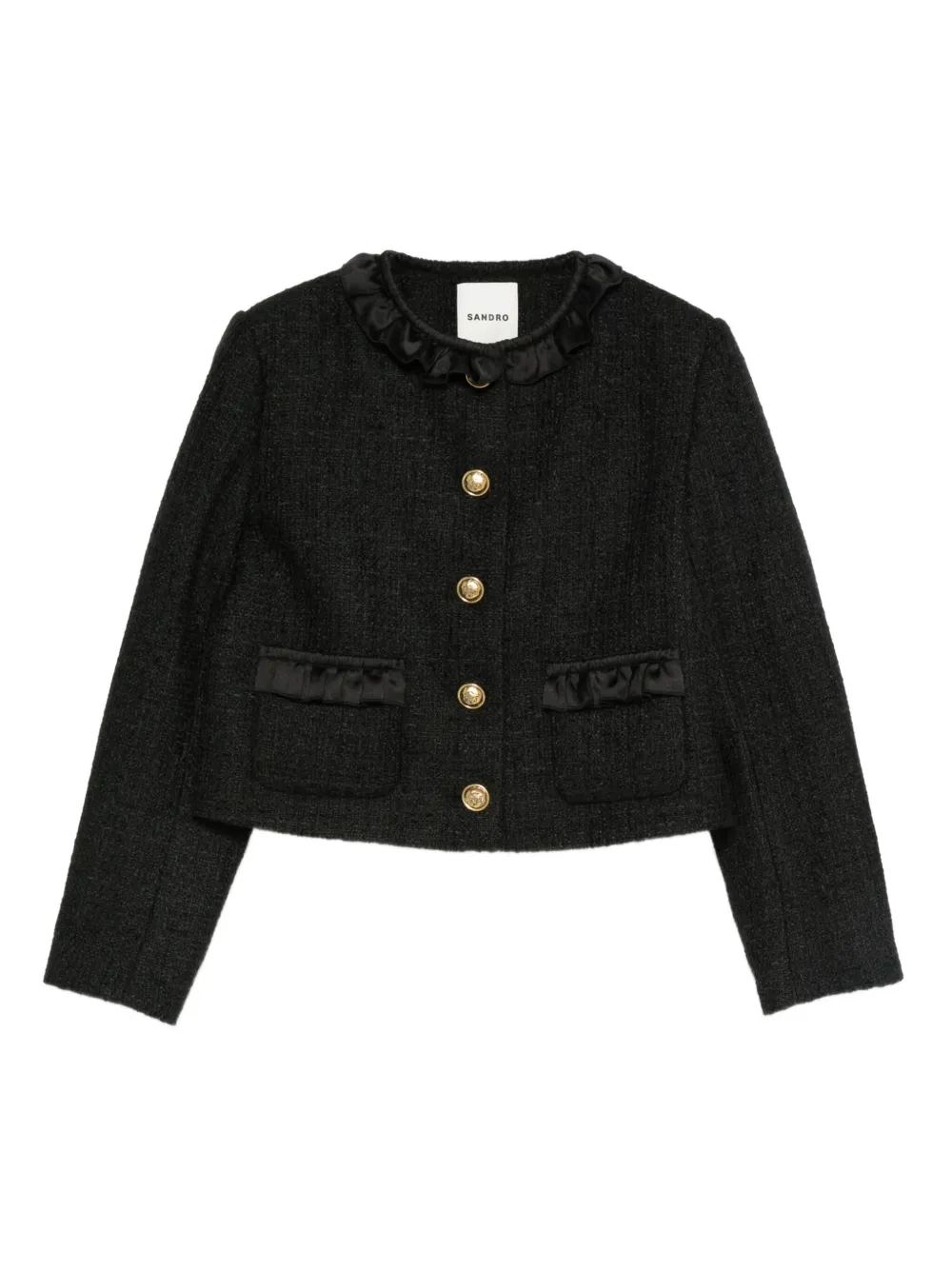SANDRO ruffle embellished blazer | Black | Image 1
