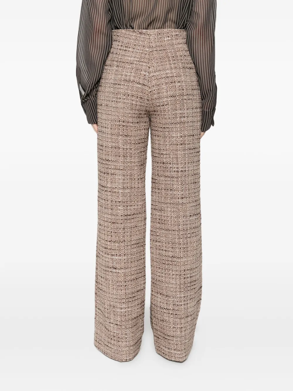 SANDRO Tweed cropped broek met wijde pijpen Bruin