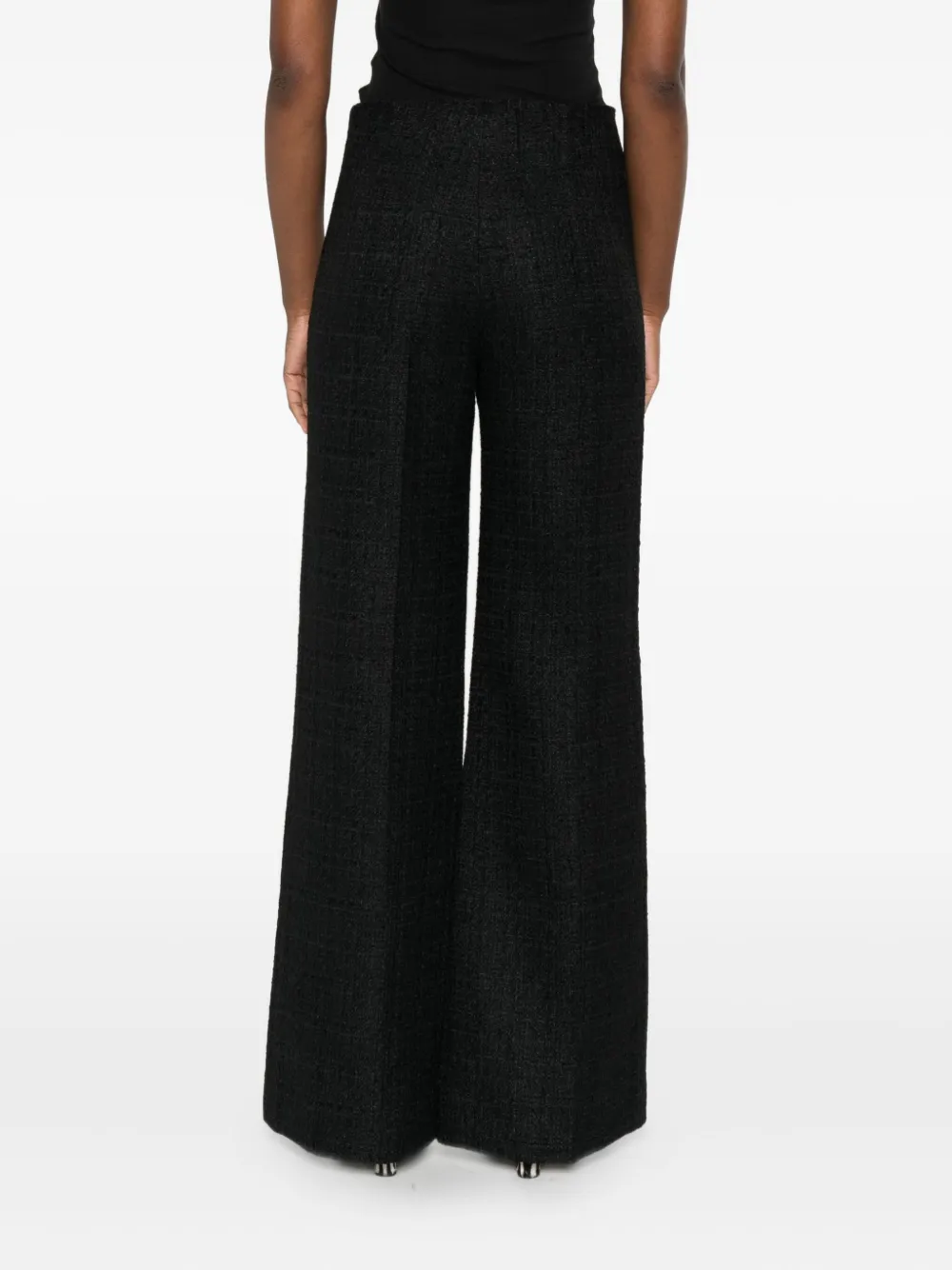 Sandro Ruffled-pocket Tweed Trousers In Black