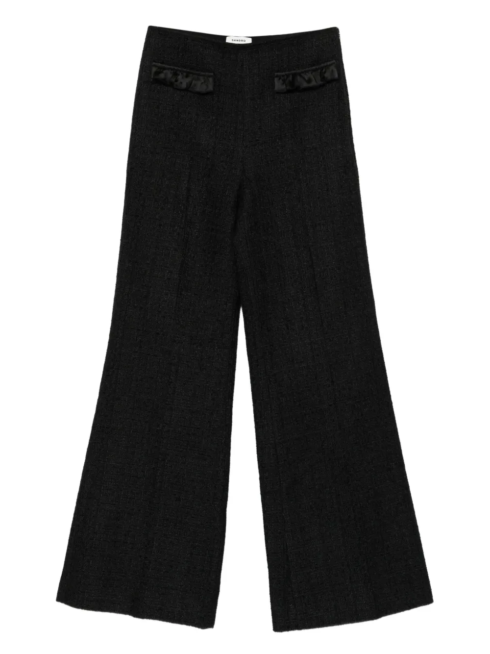SANDRO ruffled-pocket tweed trousers | Black | Image 1