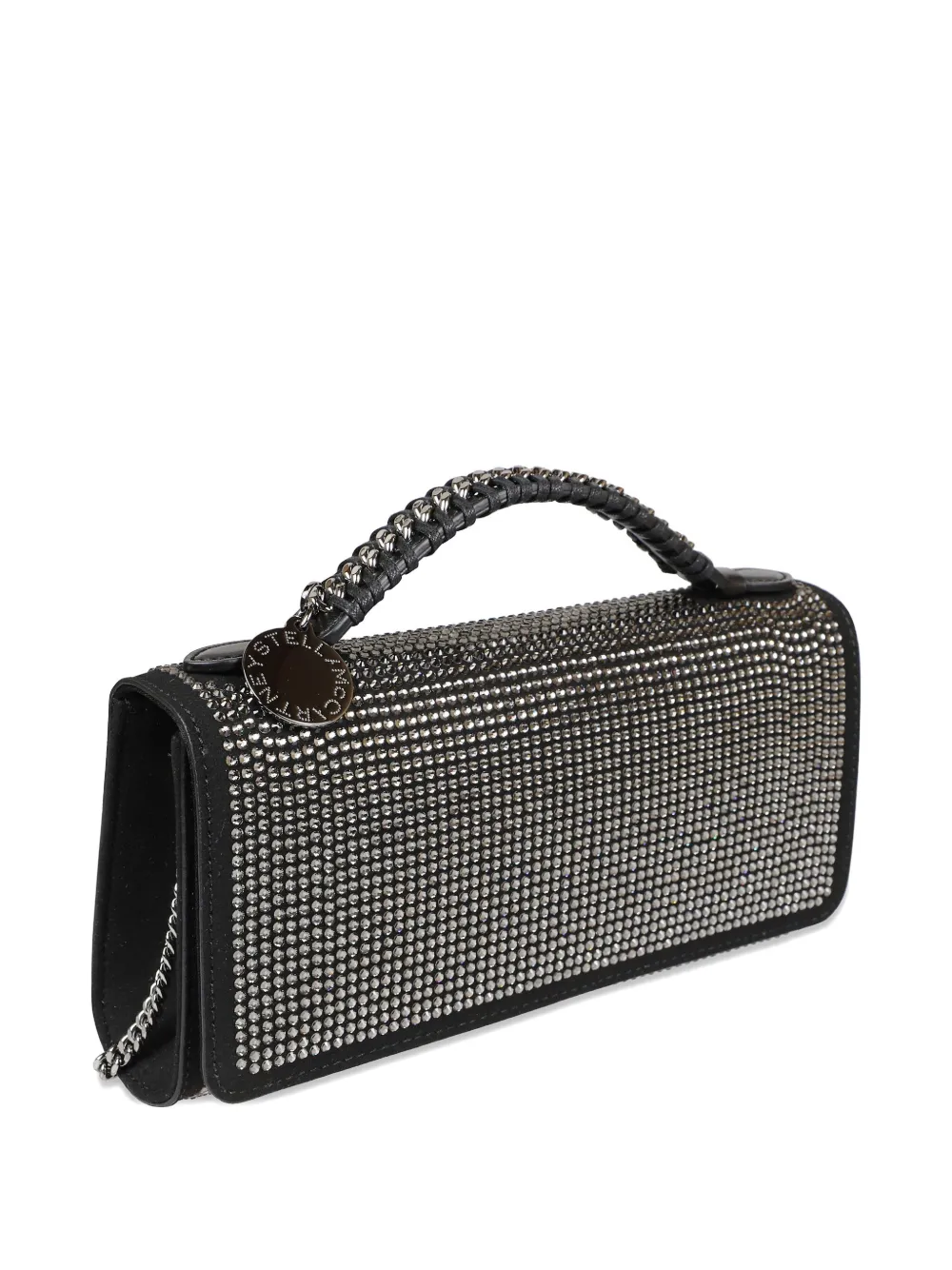 Stella McCartney Clutch verfraaid met kristallen en schakelketting Zwart