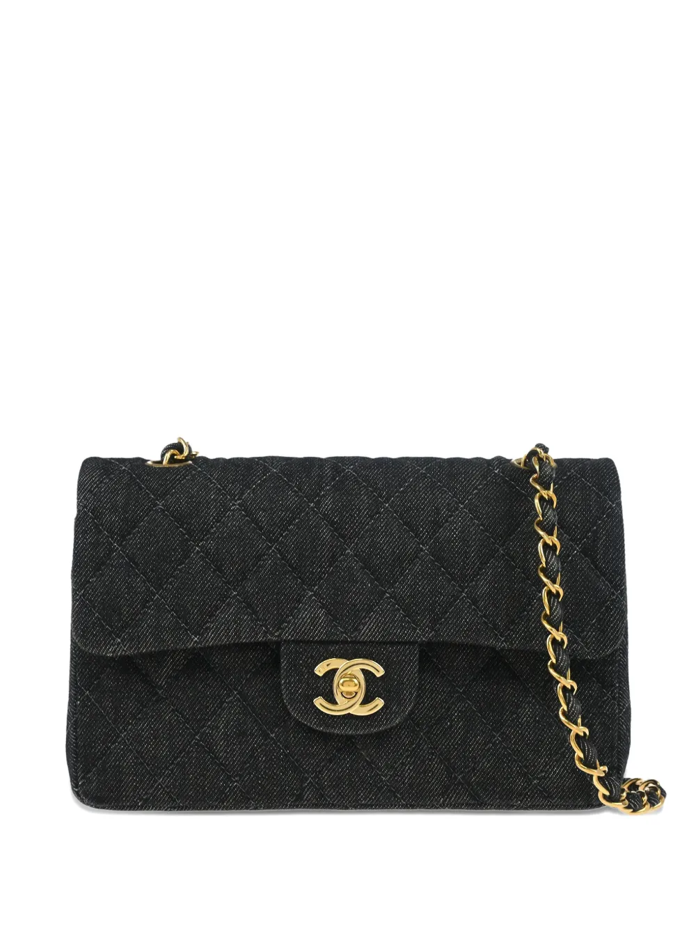 Pre-owned Chanel 1998 Small Classic Double Flap Shoulder Bag In Black