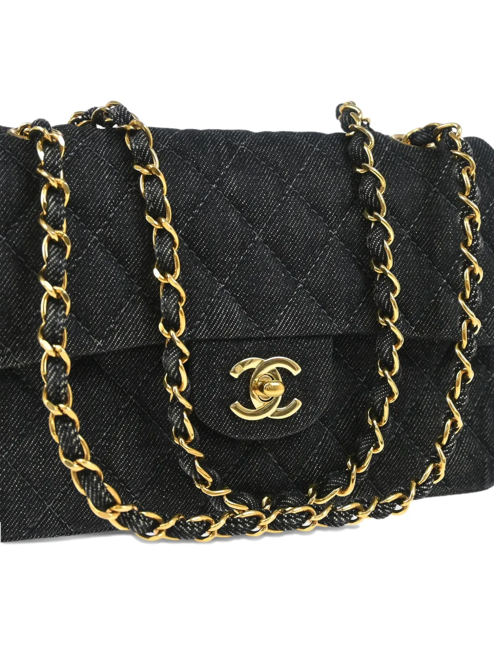 Pre-owned Chanel 1998 Small Classic Double Flap Shoulder Bag In Black