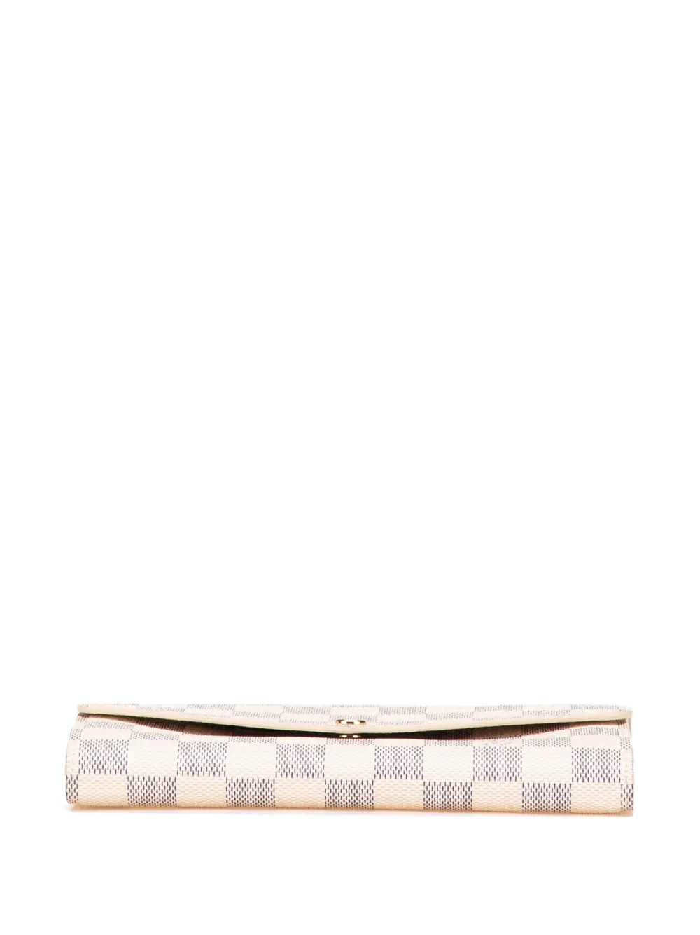 Pre-owned Louis Vuitton 2021-2025 Damier Azur Sarah Wallet Long Wallets In White